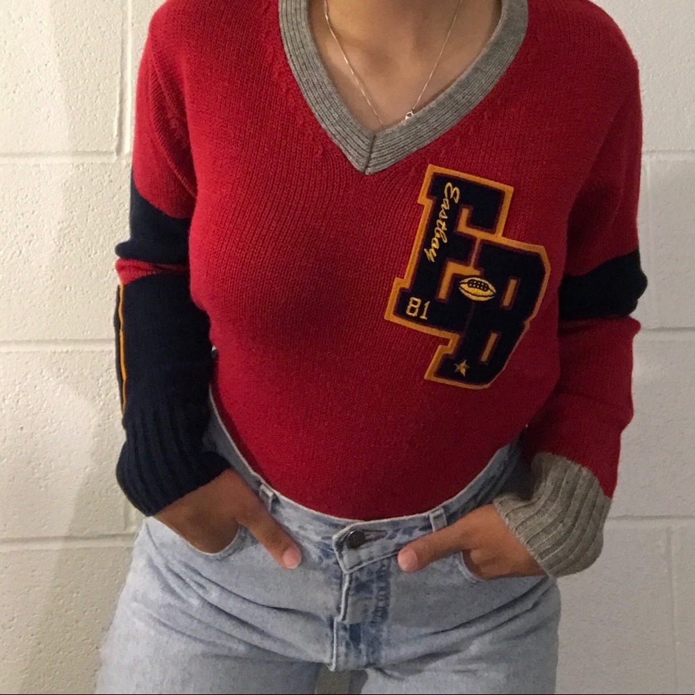 East Boy Varsity Football V-Neck Sweater